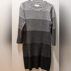 Calvin Klein grey cable knit 3/4 sleeve dress size L